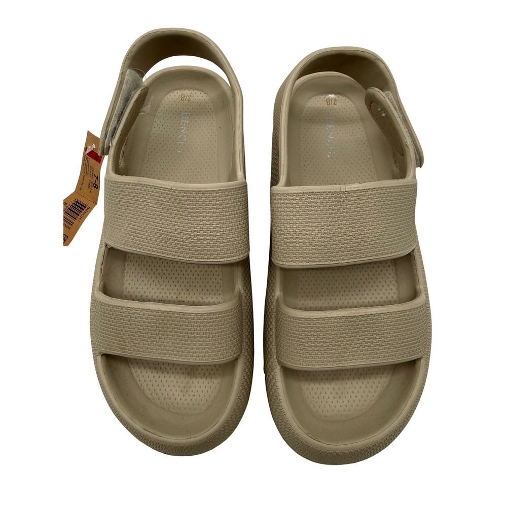 Bench Platform Sandals Womens 7-8‎ Khaki Beige NWT Slingback Double Strap Slides